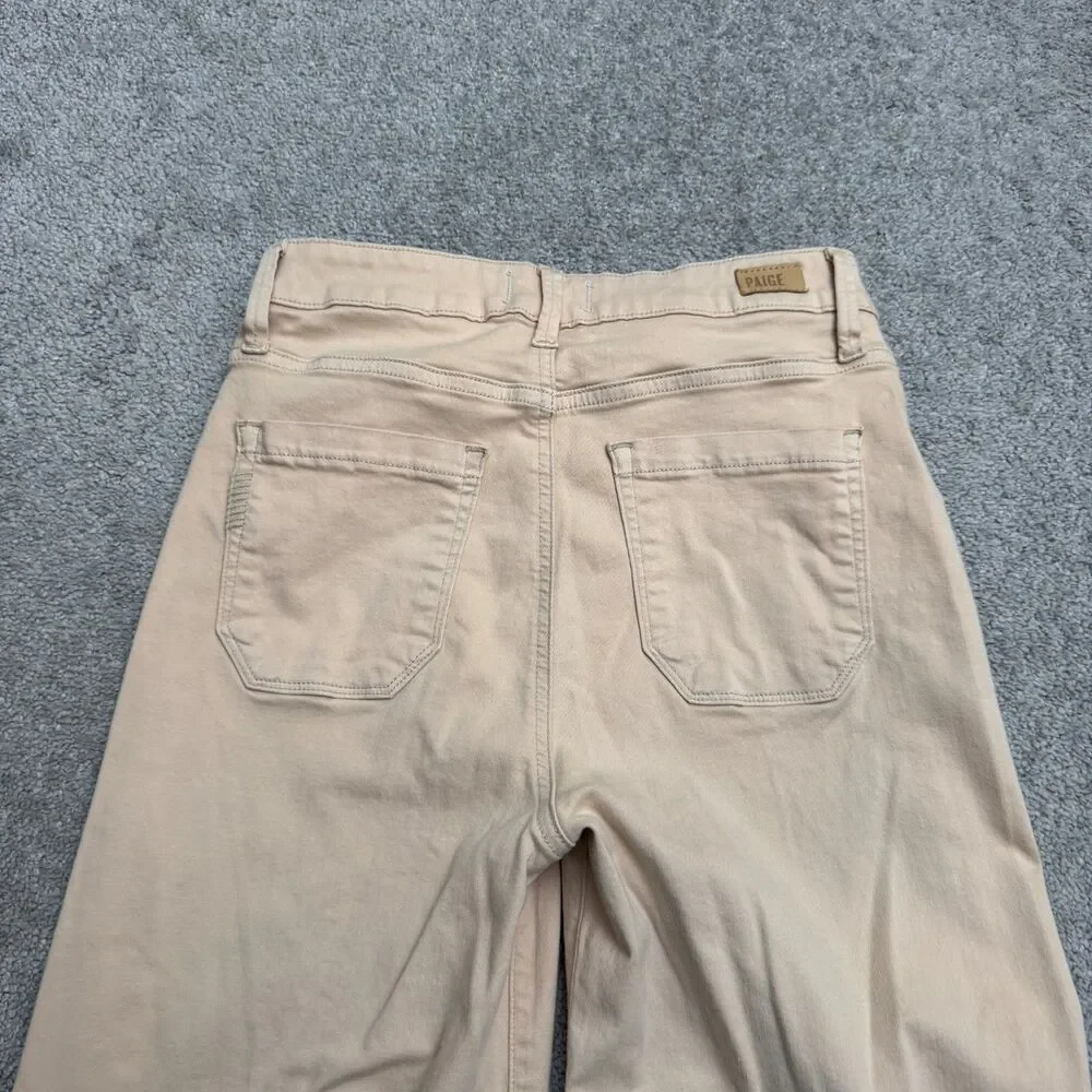 PAIGE Genesee High Rise Wide Leg Denim Jeans Size 28 Sandie Beige Tan Stretch - Picture 3 of 16
